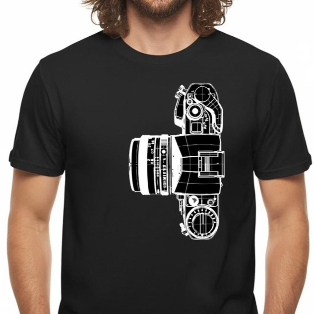 Photography Graphic Design - เสื้อยืดลายกล้องวินเทจ ของขวัญสำหรับช่างภาพ เสื้อถ่ายภาพ ดีไซน์มินิมอล ผ้าฝ้าย เสื้อยืดกราฟิกสำหรับผู้ชายและผู้หญิง