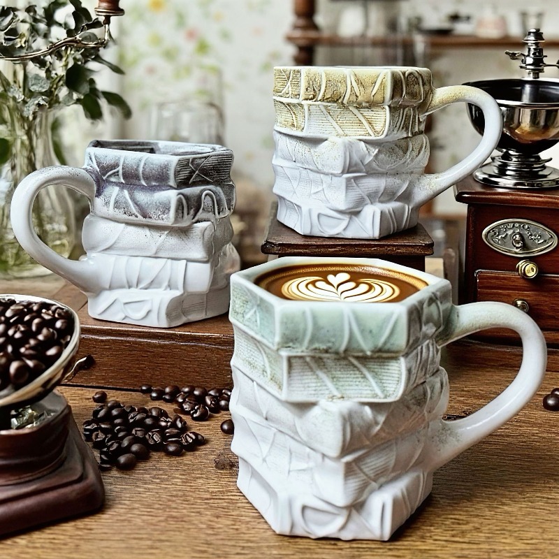 Photography Coffee - แก้วเซรามิคเพ้นท์ลายสร้างสรรค์ขนาด 120 มล.-200 มล. แก้วกาแฟเคลือบสีแบบใหม่ ของตกแต่งโต๊ะอาหาร
