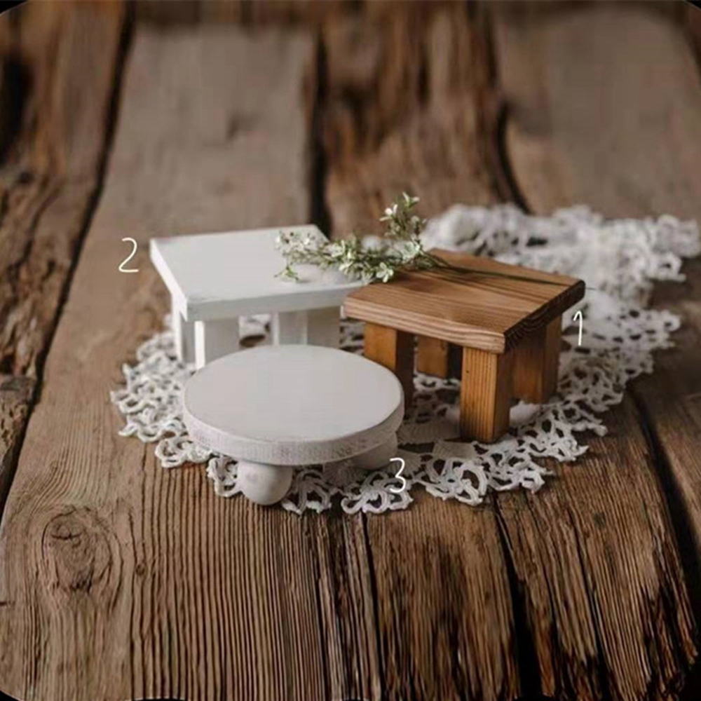 Photography Coffee - ทารกแรกเกิดการถ่ายภาพ Props สีขาวเค้กขาตั้งไม้สีน้ำตาลมินิกาแฟตาราง Bebe Posing Accessoire