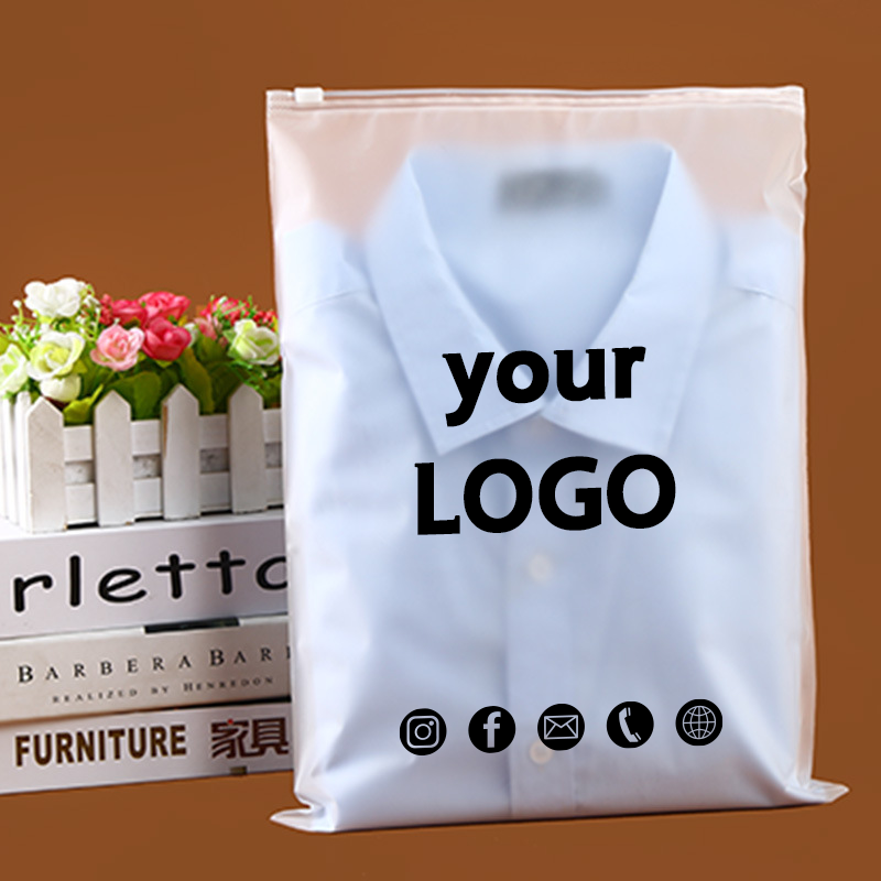 Photography Logo - 50PCSCustom Storage Frosted Zipper กระเป๋าเสื้อผ้าเสื้อธุรกิจขนาดเล็กธุรกิจบรรจุภัณฑ์ผลิตภัณฑ์กระเป๋าพิมพ์โลโก้ของคุณเอง