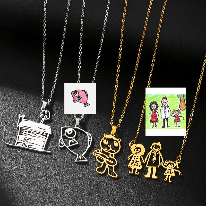 Photography Logo - สร้อยคอจี้รูปภาพวาดเด็กแบบ DIY สั่งทำโลโก้ได้ สร้อยคอสแตนเลสพร้อมภาพงานศิลปะของเด็ก เป็นของขวัญที่ระลึก