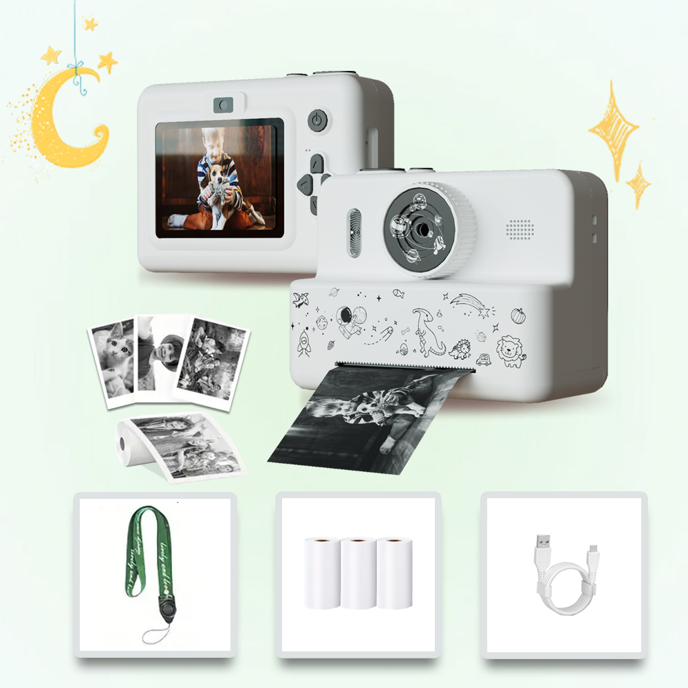 Photography And Videography - กล้องดิจิตอล กล้องสําหรับเด็ก พิมพ์ทันที HD พื้นที่การ์ตูน สามารถถ่ายภาพและพิมพ์ของขวัญวันเกิด