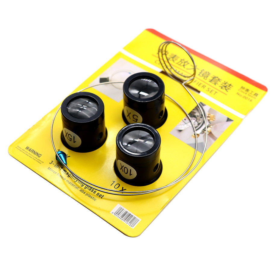 Eye Piece Magnifier - เครื่องมือซ่อมนาฬิกา เครื่องมือนาฬิกา แว่นขยายบูติก 3-in-1 ชุดมาส์กตา กระจกลวดนิ้วเหล็ก