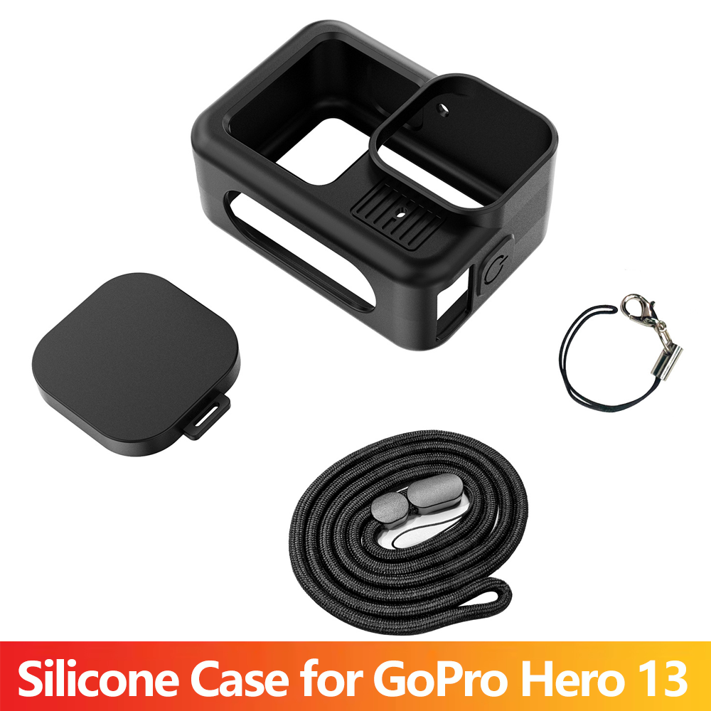 Gopro Action Camera Hero 13 Black - เคสซิลิโคนป้องกันฝุ่นพร้อมสายคล้องมือป้องกันการสูญหายสำหรับกล้อง GoPro Hero 13 Black