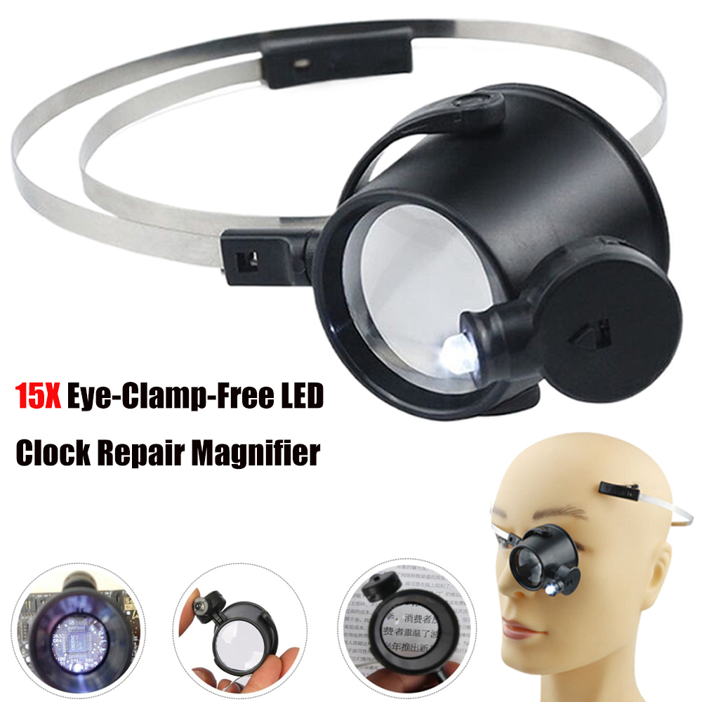 Eye Piece Magnifier - แว่นขยายแบบสวมศีรษะ กำลังขยาย 15 เท่า พร้อมไฟ LED