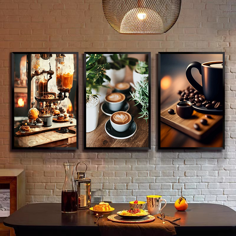 Photography Coffee - โปสเตอร์ภาพวาดบนผ้าใบลายกาแฟวินเทจ ภาพกาแฟเมล็ด กาแฟเอสเพรสโซ ลาเต้ สำหรับตกแต่งผนังห้องนั่งเล่น บ้าน