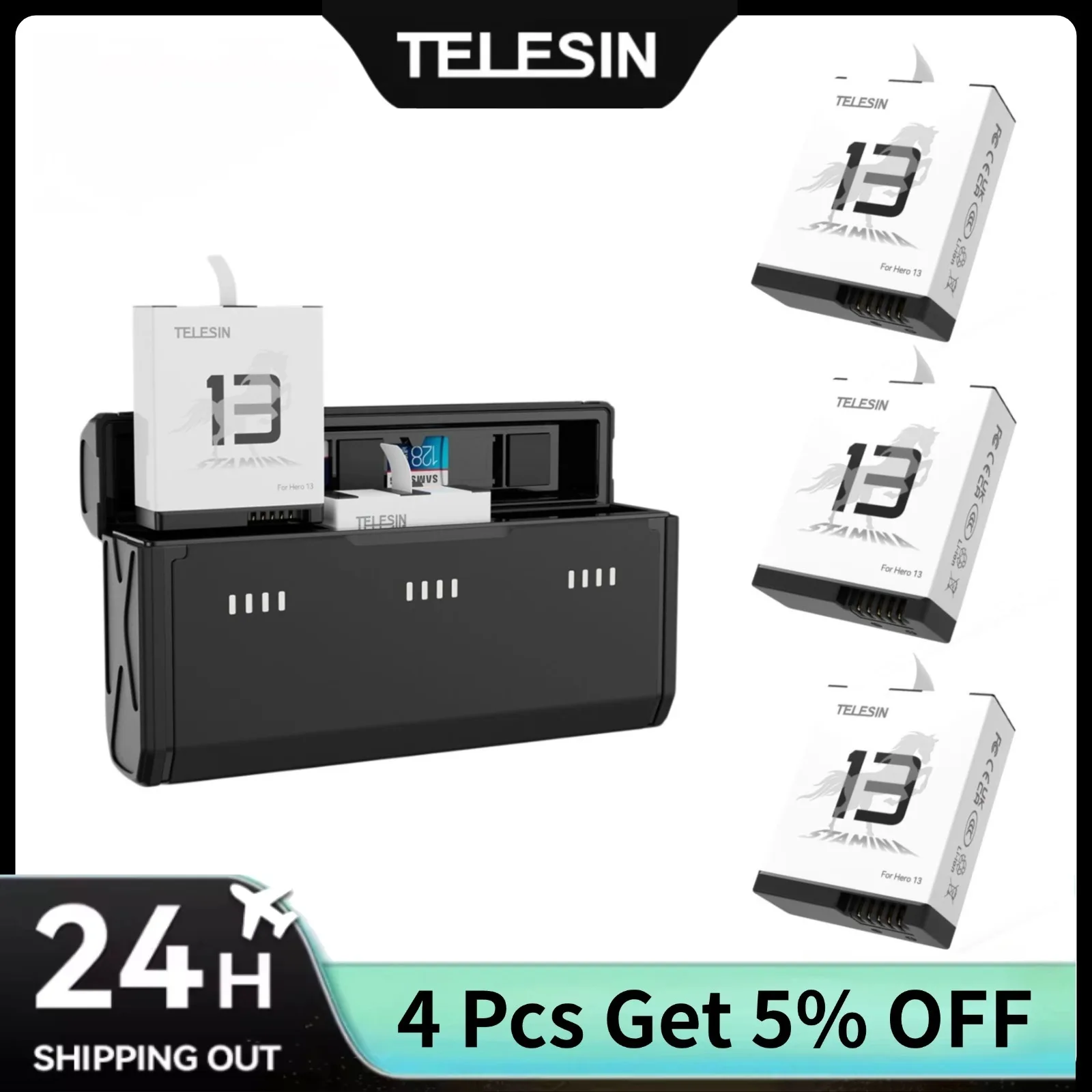 กล่องชาร์จเร็วแบบพกพา TELESIN  - Gopro Action Camera Hero 13 Black บทวิจารณ์และราคา