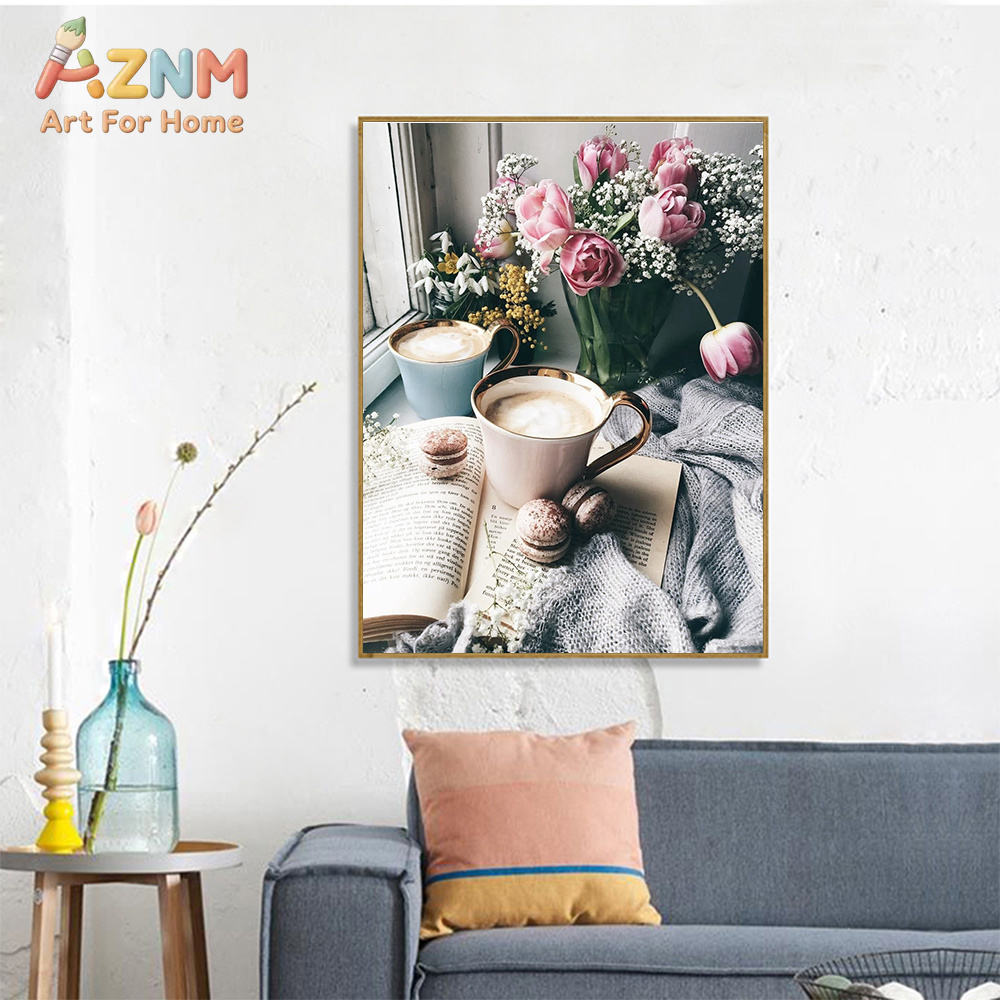 ภาพพิมพ์บนผ้าใบ AZNM Cozy Coff - Photography Coffee บทวิจารณ์และราคา