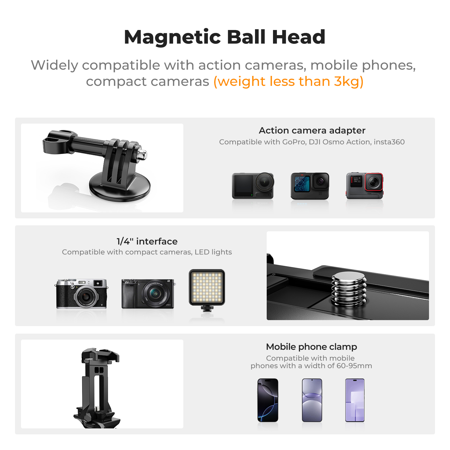 K&F CONCEPT แท่นยึดกล้องแม่เหล - Gopro Action Camera Hero 13 Black บทวิจารณ์และราคา