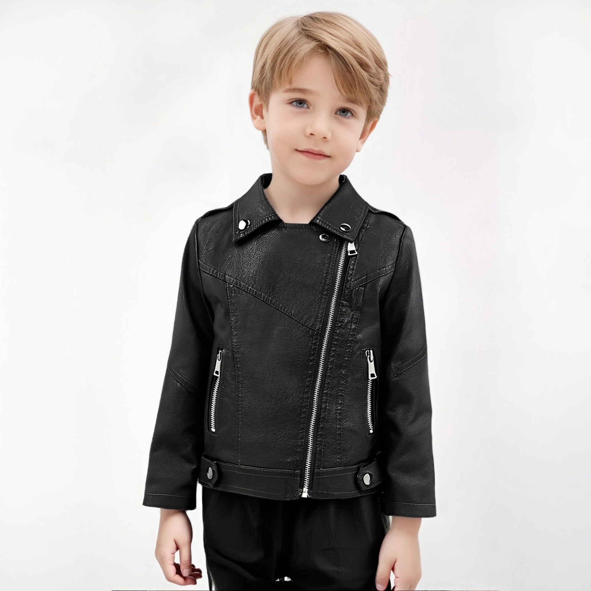 เสื้อแจ็คเก็ตหนัง PU สำหรับเด็ - Photography Coffee บทวิจารณ์และราคา